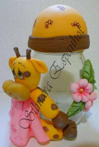 Pote Decorado Em Biscuit Girafa