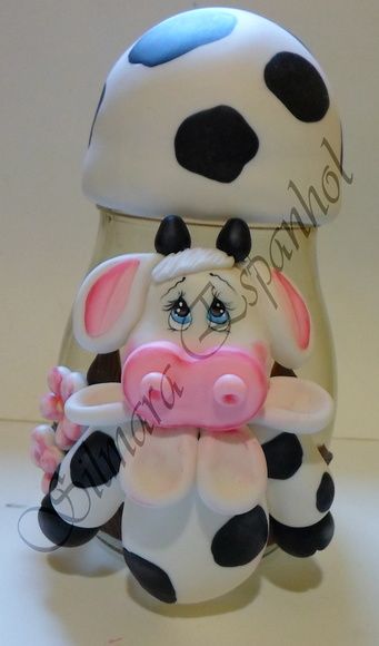 Pote Decorado Em Biscuit Vaquinha